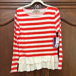 Flying Colors Orange and White Striped Long Sleeve Top